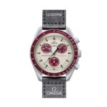 Omega x Swatch Bioceramic MoonSwatch Mission to Pluto Burgundy Bioceramic 42mm Black Strap Unisex Watch