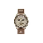 Omega x Swatch Bioceramic Moonswatch Mission to Saturn Light Brown Bioceramic 42mm Brown Straps Unisex Watch