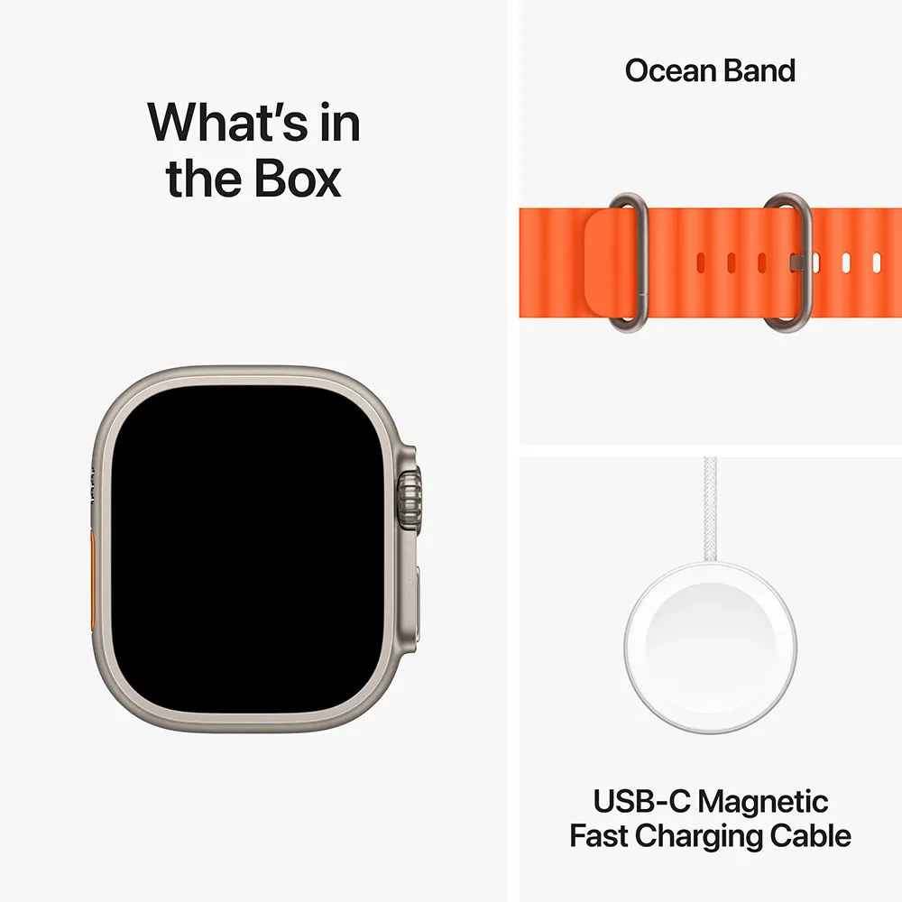Apple Watch Ultra 2 [GPS + Cellular 49mm] Titanium Case with - Orange Ocean Band - Image 5